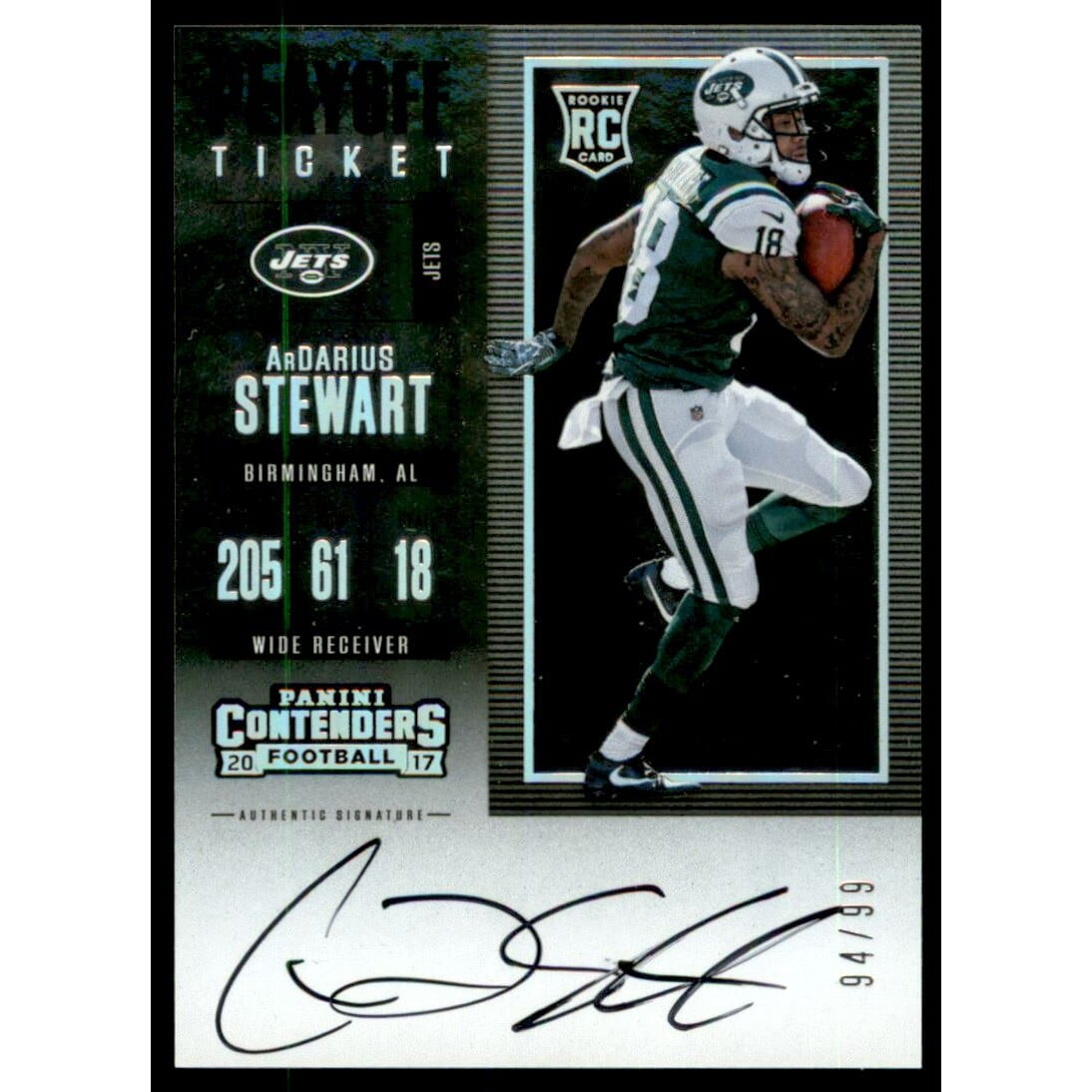 2017 Panini Contenders Playoff Ticket #336 ArDarius Stewart AU/99. rookie card picture