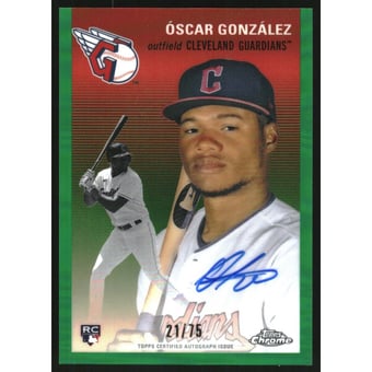 2023 Topps Chrome Platinum Anniversary Autographs Green Refractors #CPAOG Oscar Gonzalez