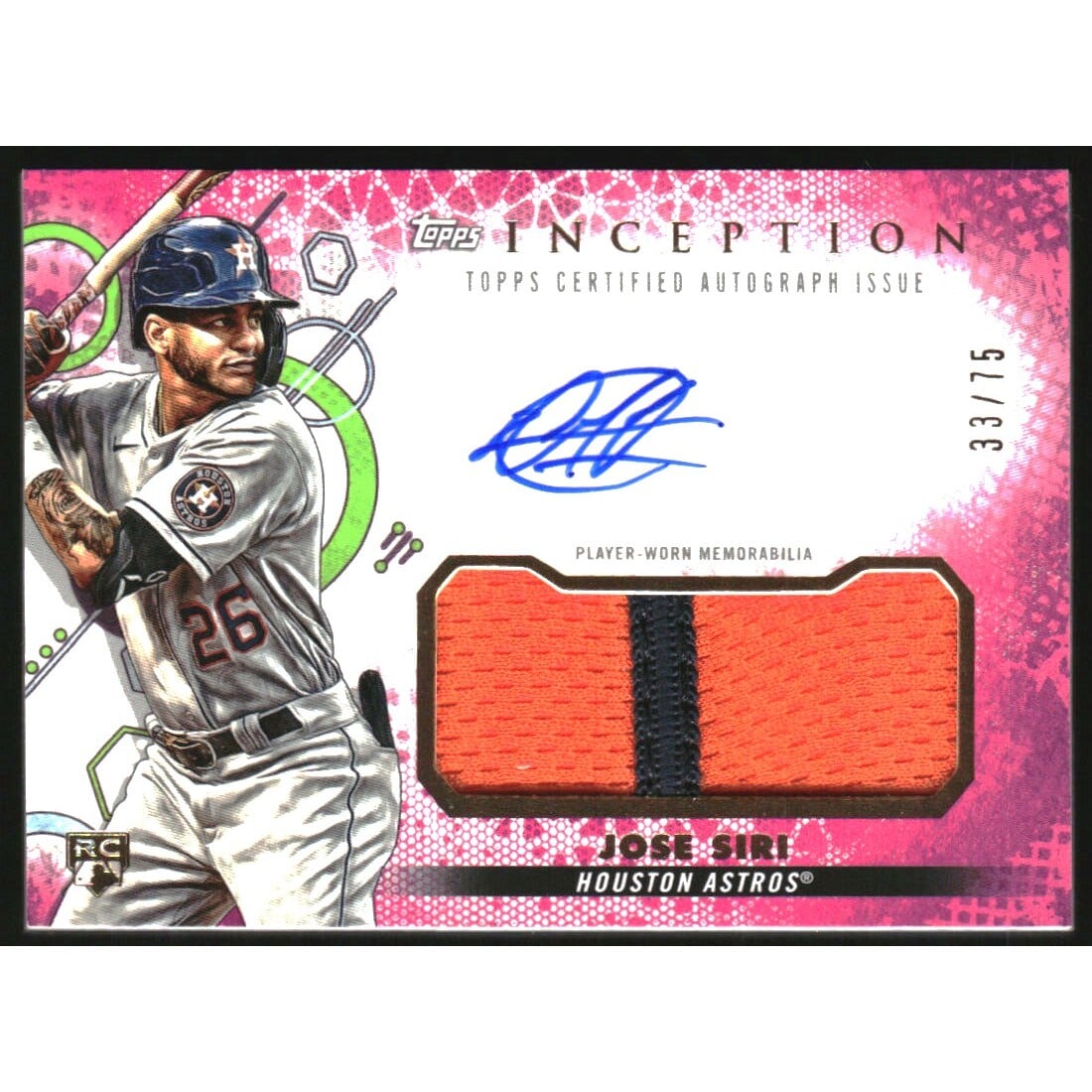 2022 Topps Inception Patch Autographs Magenta #IAPJSI Jose Siri. rookie card picture