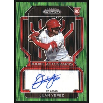 2022 Panini Prizm Rookie Autographs Prizms Forest Green Flash #25 Juan Yepez