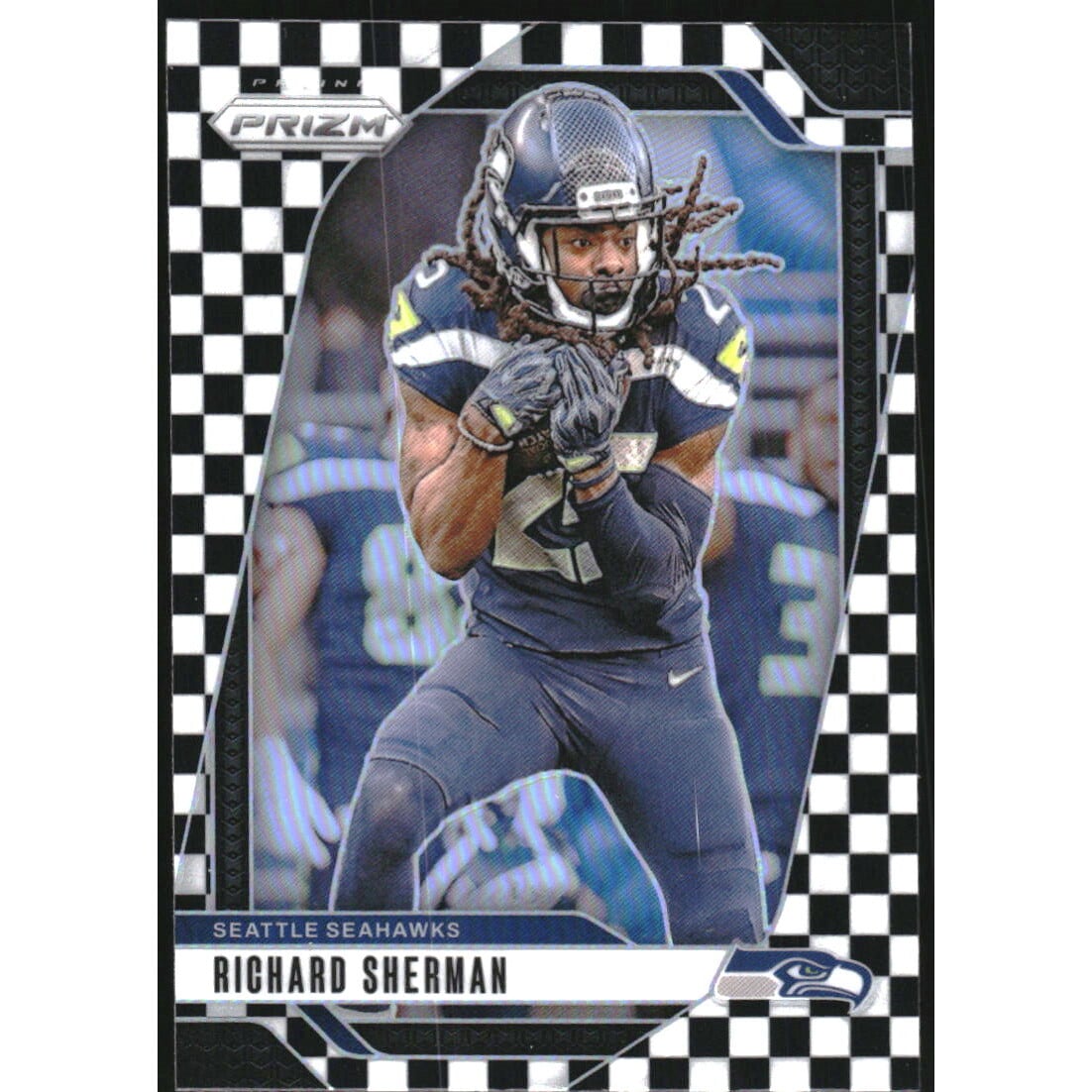 2024 Panini Prizm Prizms Black and White Checker #265 Richard Sherman. rookie card picture