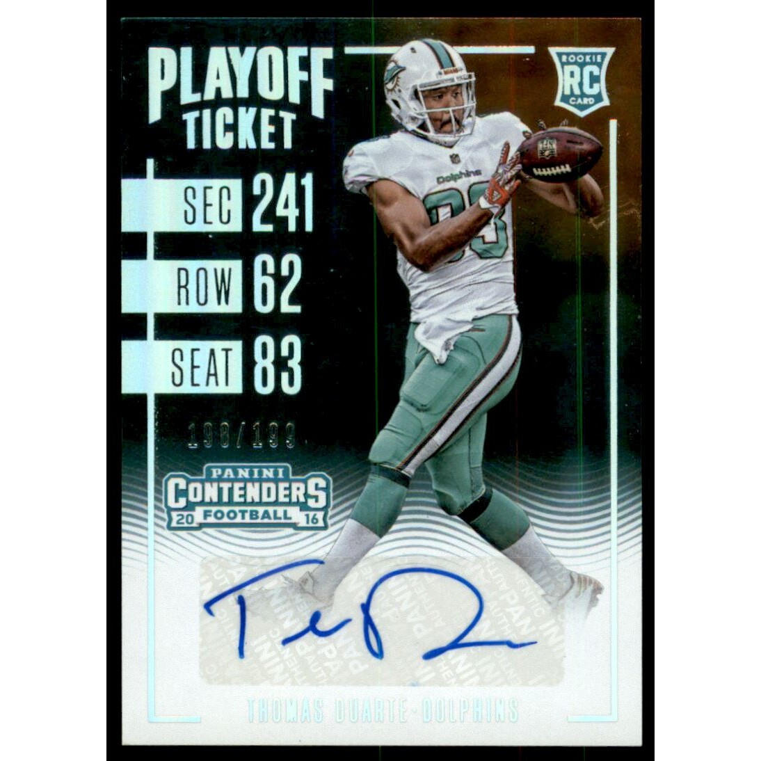 2016 Panini Contenders Playoff Ticket #144 Thomas Duarte AU/199. rookie card picture
