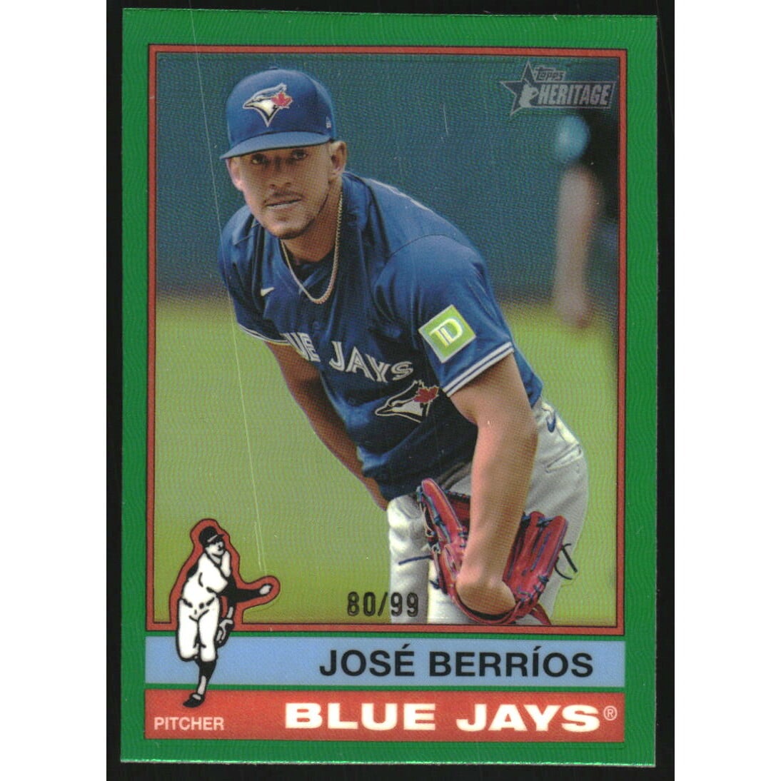 2025 Topps Heritage Chrome Green Refractors #38 Jose Berrios. rookie card picture
