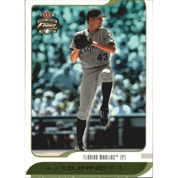 2002 Fleer Focus JE Jersey Parallel #220 A.J. Burnett/43. rookie card picture