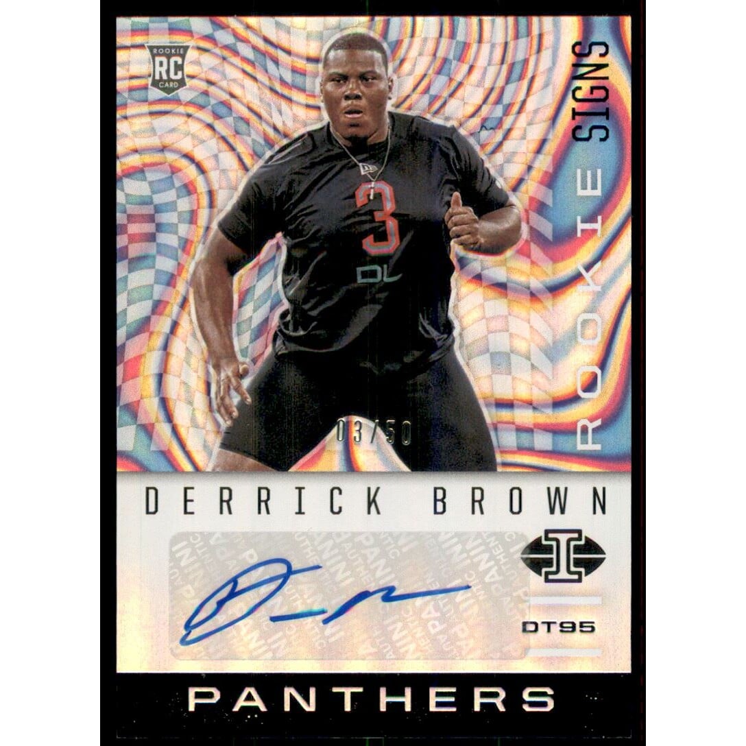2020 Panini Illusions Rookie Signs Black #20 Derrick Brown/50. rookie card picture