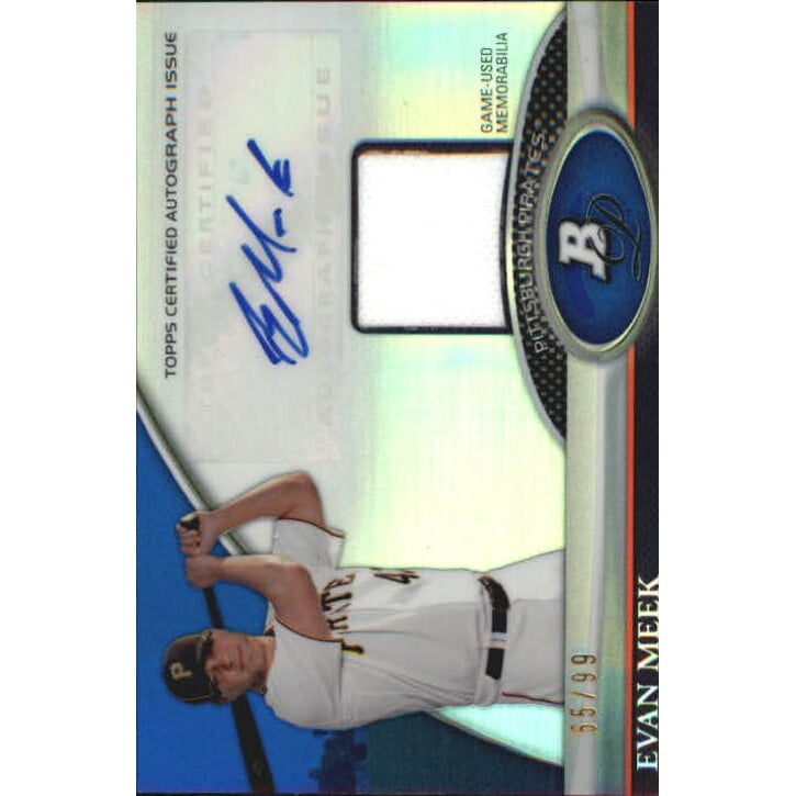 2011 Bowman Platinum Relic Autograph Blue Refractors #EM Evan Meek. rookie card picture