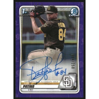 2020 Bowman Chrome Prospect Autographs Purple Refractors #CPALP Luis Patino