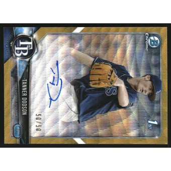 2018 Bowman Chrome Draft Autographs Gold Wave Refractors #CDATD Tanner Dodson