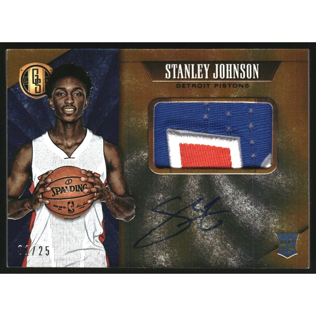 2015-16 Panini Gold Standard Rookie Jersey Autographs Prime #313 Stanley Johnson. rookie card picture