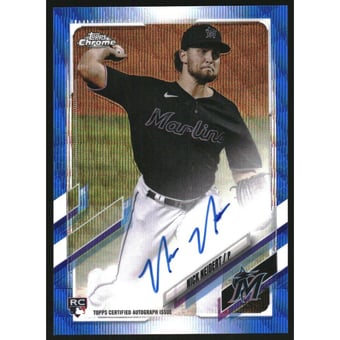 2021 Topps Chrome Rookie Autographs Blue Wave Refractors #RANN Nick Neidert