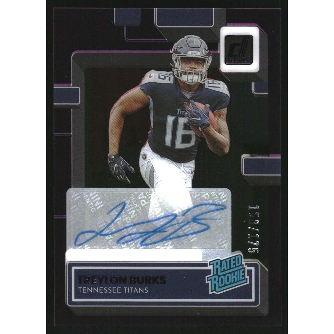 2022 Clearly Donruss Clearly Rated Rookie Autographs Purple #62 Treylon Burks. rookie card picture