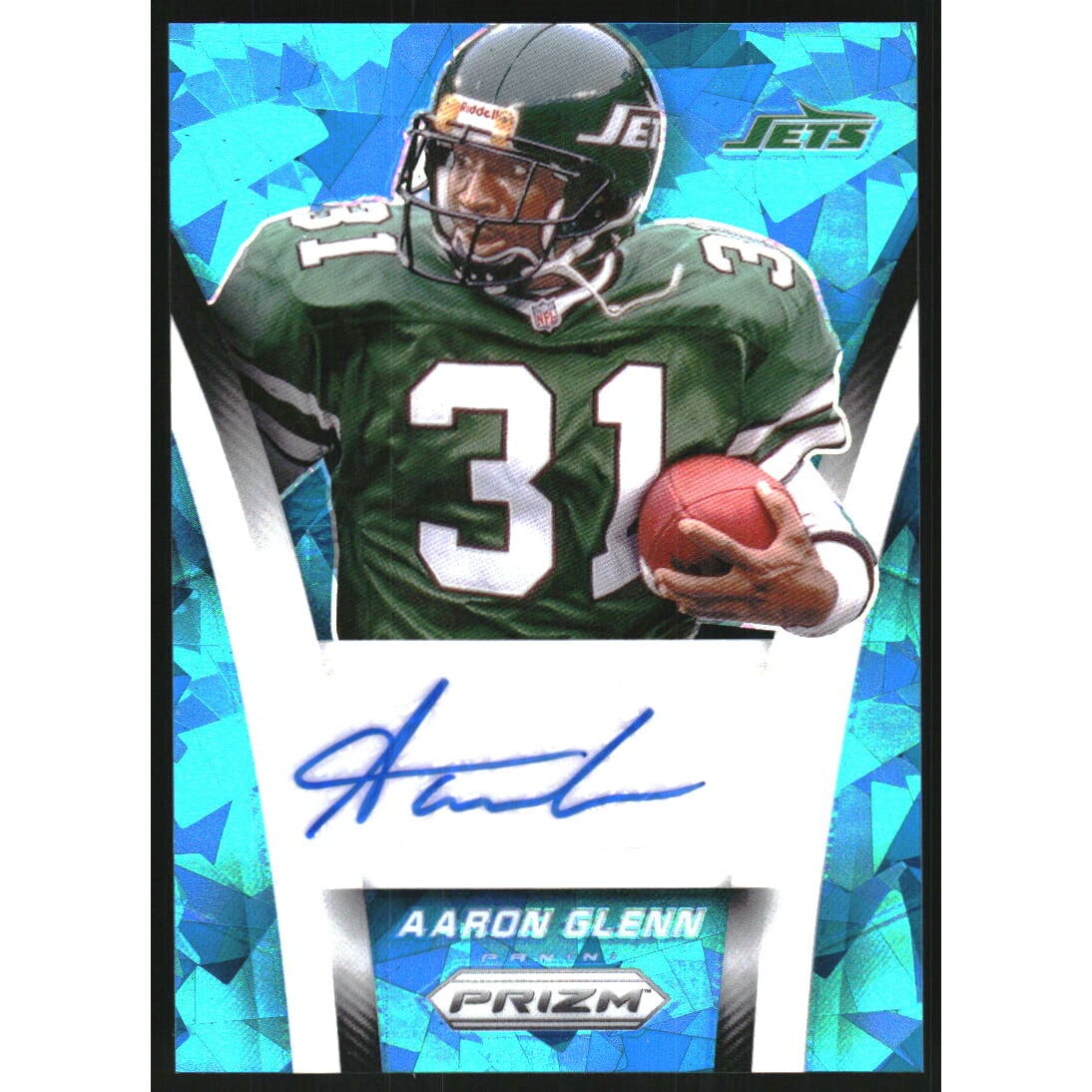 2024 Panini Prizm Flashback Autographs Prizm Blue Ice #15 Aaron Glenn. rookie card picture