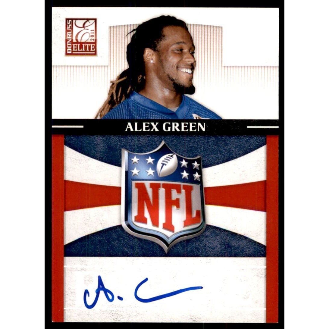 2011 Donruss Elite Rookie NFL Shield Autographs #14 Alex Green. rookie card picture