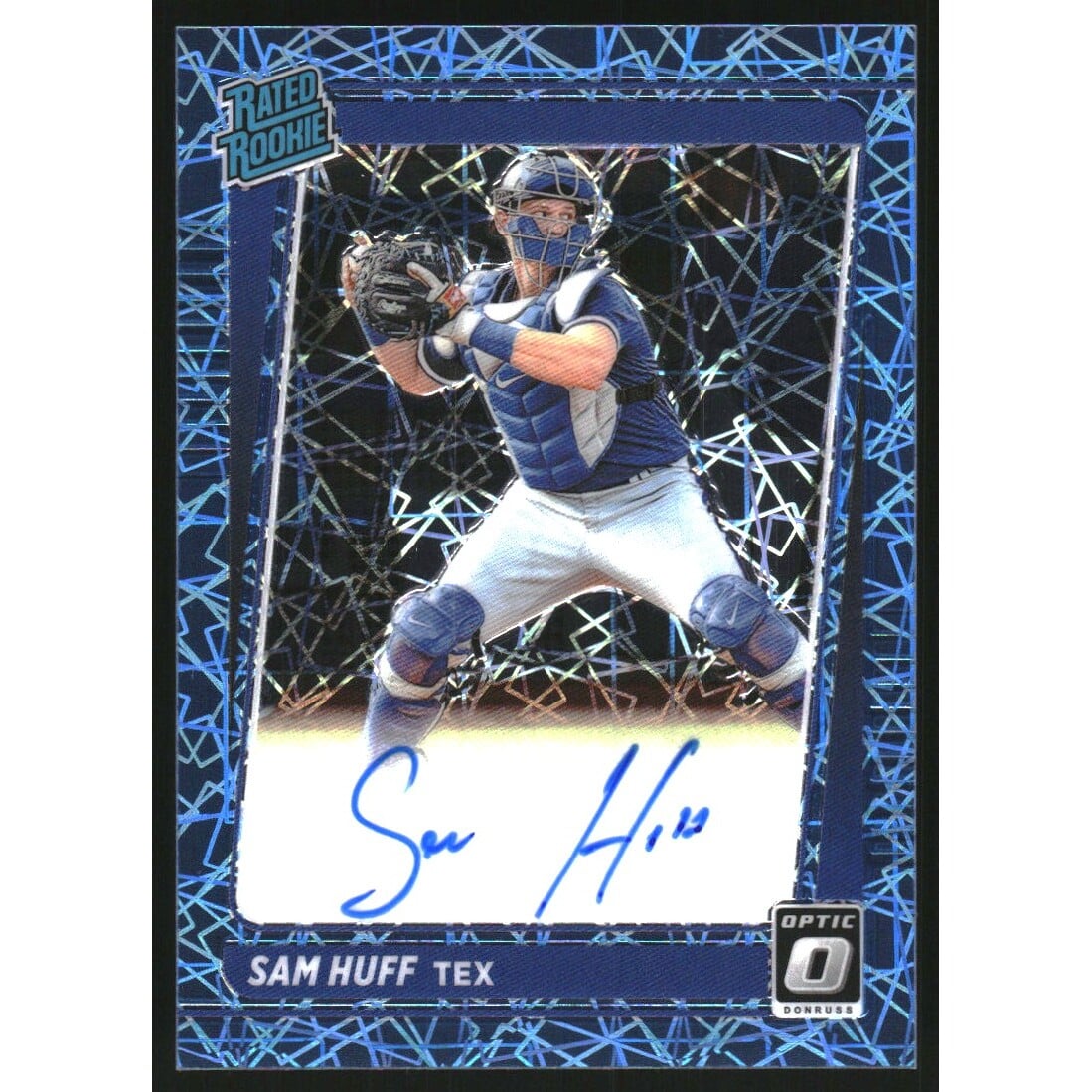 2021 Donruss Optic Rated Rookies Signatures Carolina Blue Velocity #45 Sam Huff/75. rookie card picture