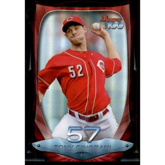 2013 Bowman Top 100 Prospects Die Cut Refractors #BTP57 Tony Cingrani