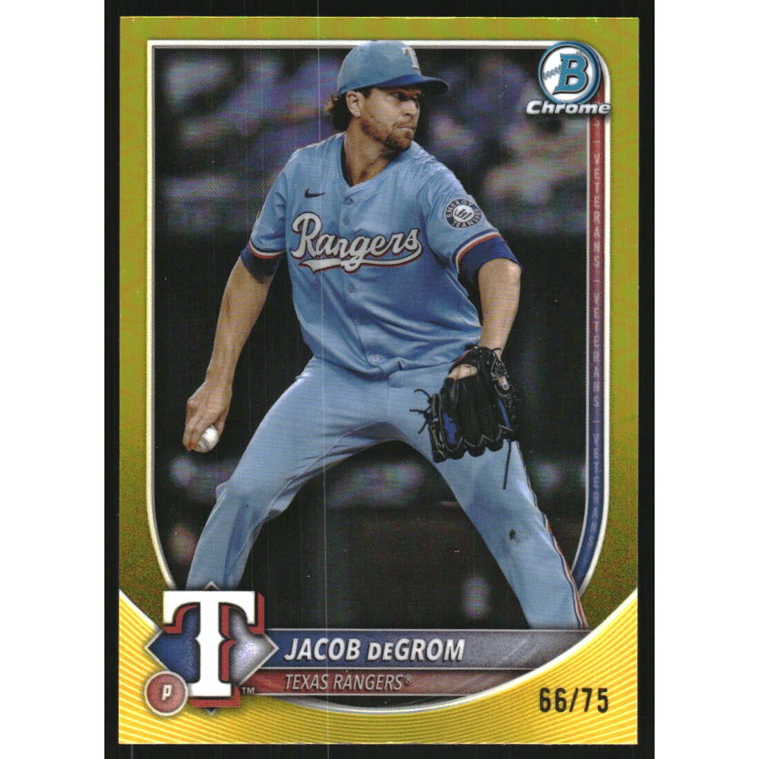 2025 Bowman Chrome Yellow Refractors #47 Jacob deGrom. rookie card picture