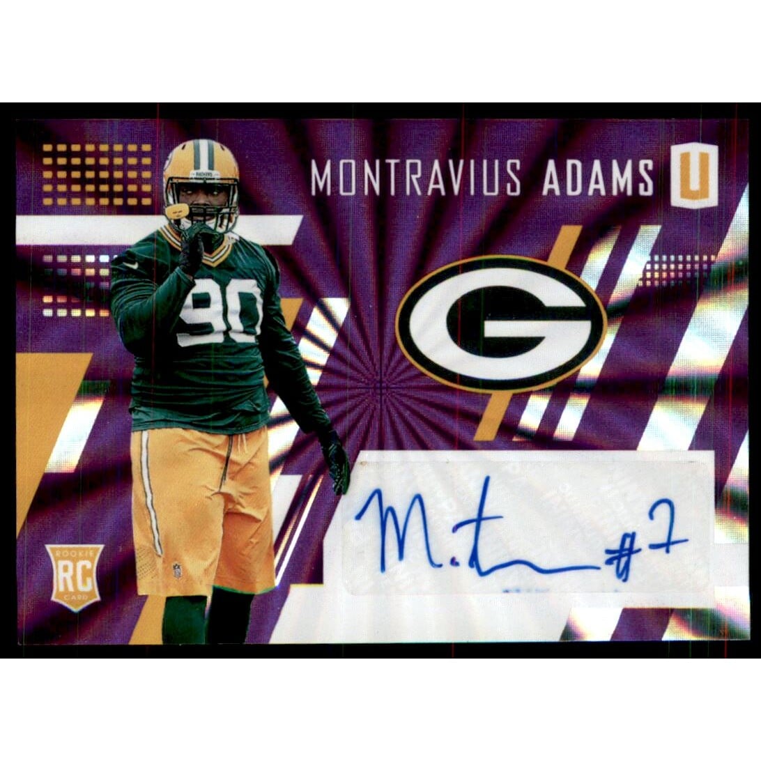 2017 Panini Unparalleled Rookie Autographs Purple #275 Montravius Adams/25. rookie card picture