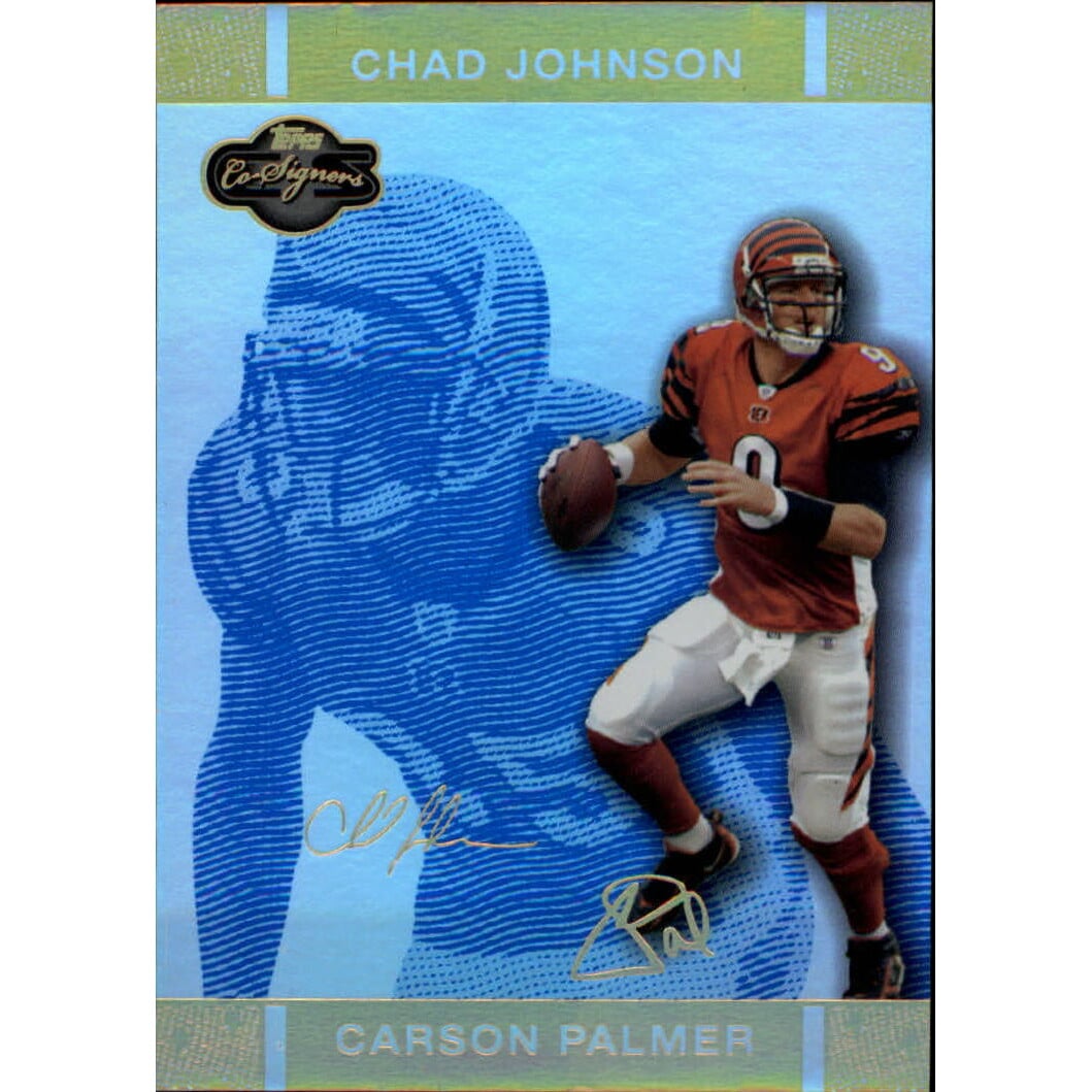 2007 Topps Co-Signers Changing Faces Hologold Blue #3A Carson Palmer/Chad Johnson. rookie card picture