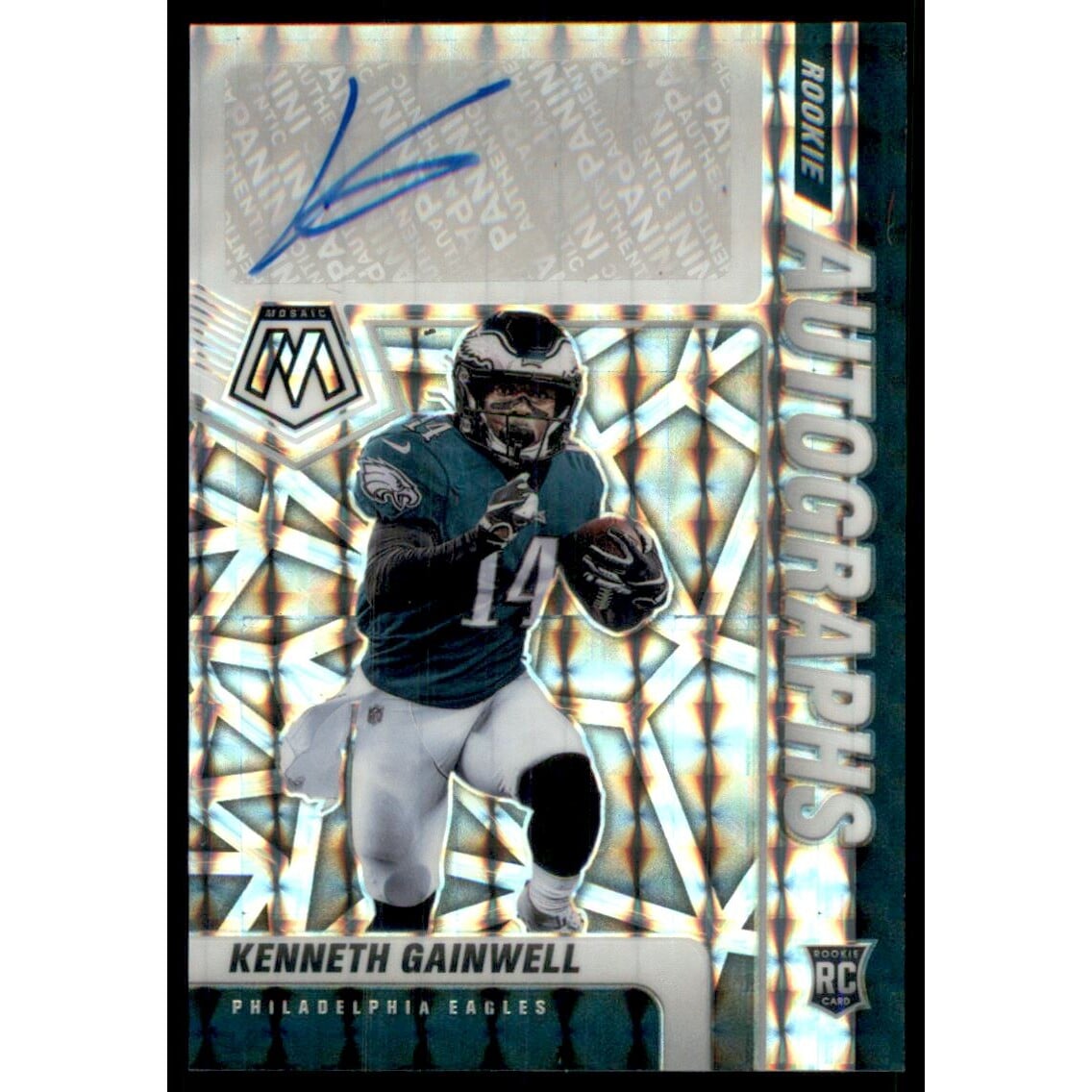 2021 Panini Mosaic Rookie Autographs Mosaic #39 Kenneth Gainwell. rookie card picture