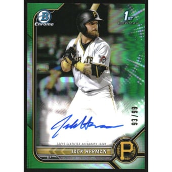 2022 Bowman Chrome Prospect Autographs Green Refractors #CPAJH Jack Herman