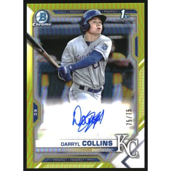 2021 Bowman Chrome Prospect Autographs Yellow Refractors #CPADC Darryl Collins