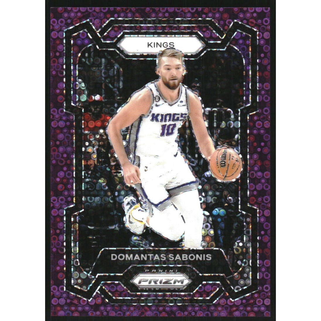 2023-24 Panini Prizm Prizms Fast Break Purple #45 Domantas Sabonis. rookie card picture