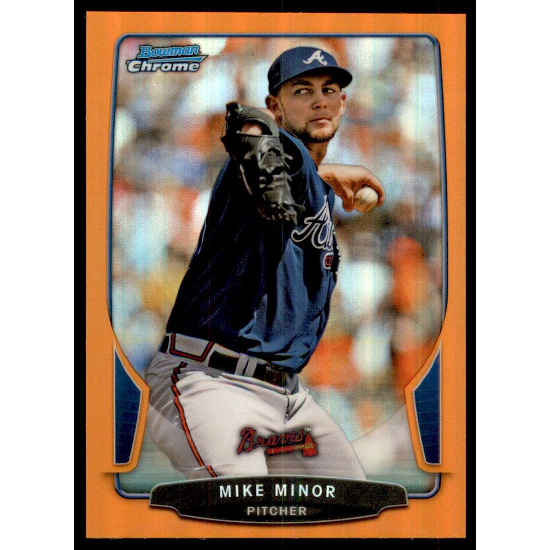 2013 Bowman Chrome Orange Refractors #13 Mike Minor. rookie card picture