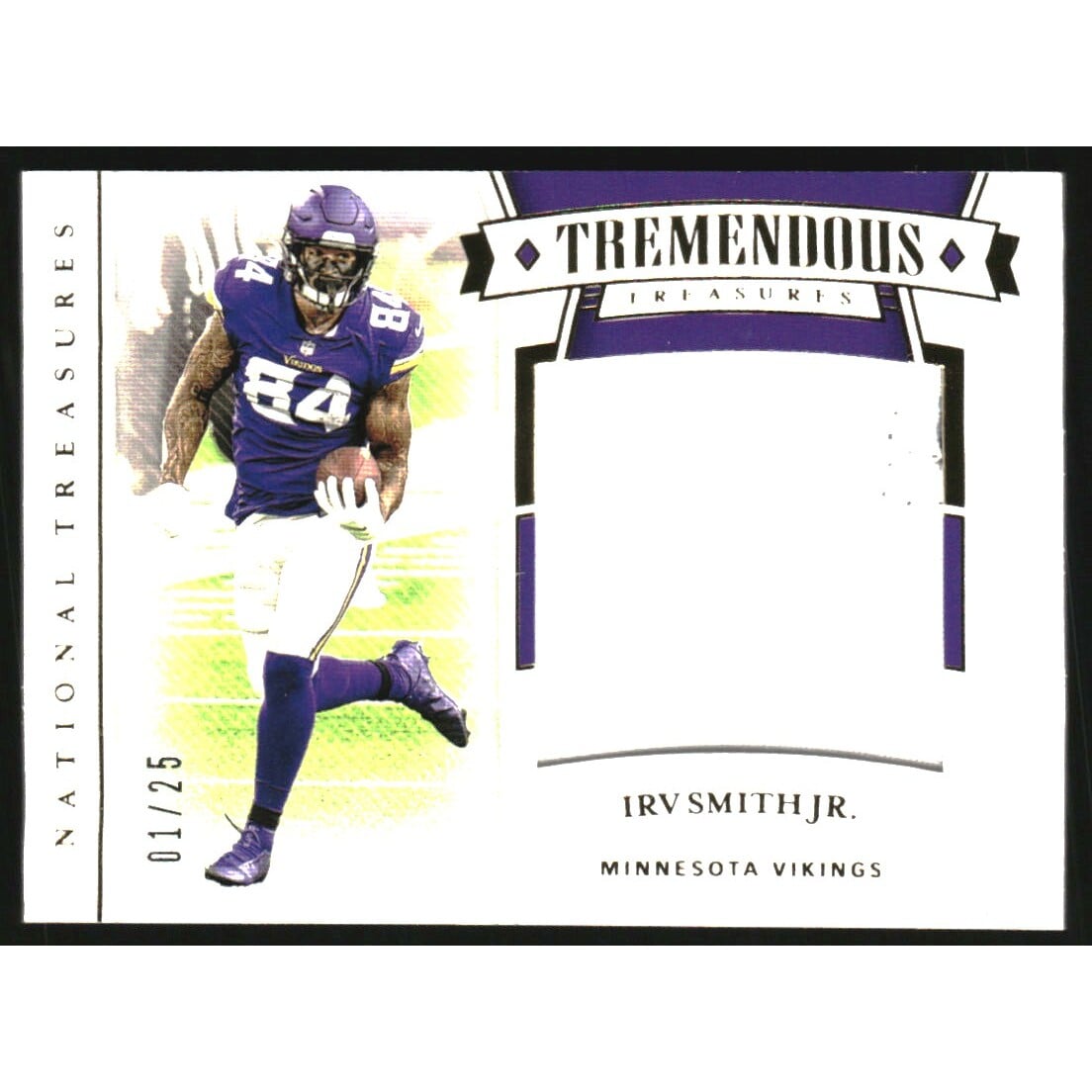 2020 Panini National Treasures Tremendous Treasures Materials Prime #23 Irv Smith Jr./25. rookie card picture