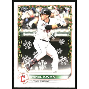 2022 Topps Holiday Photo Variations #HW21 Steven Kwan/candy cane bat