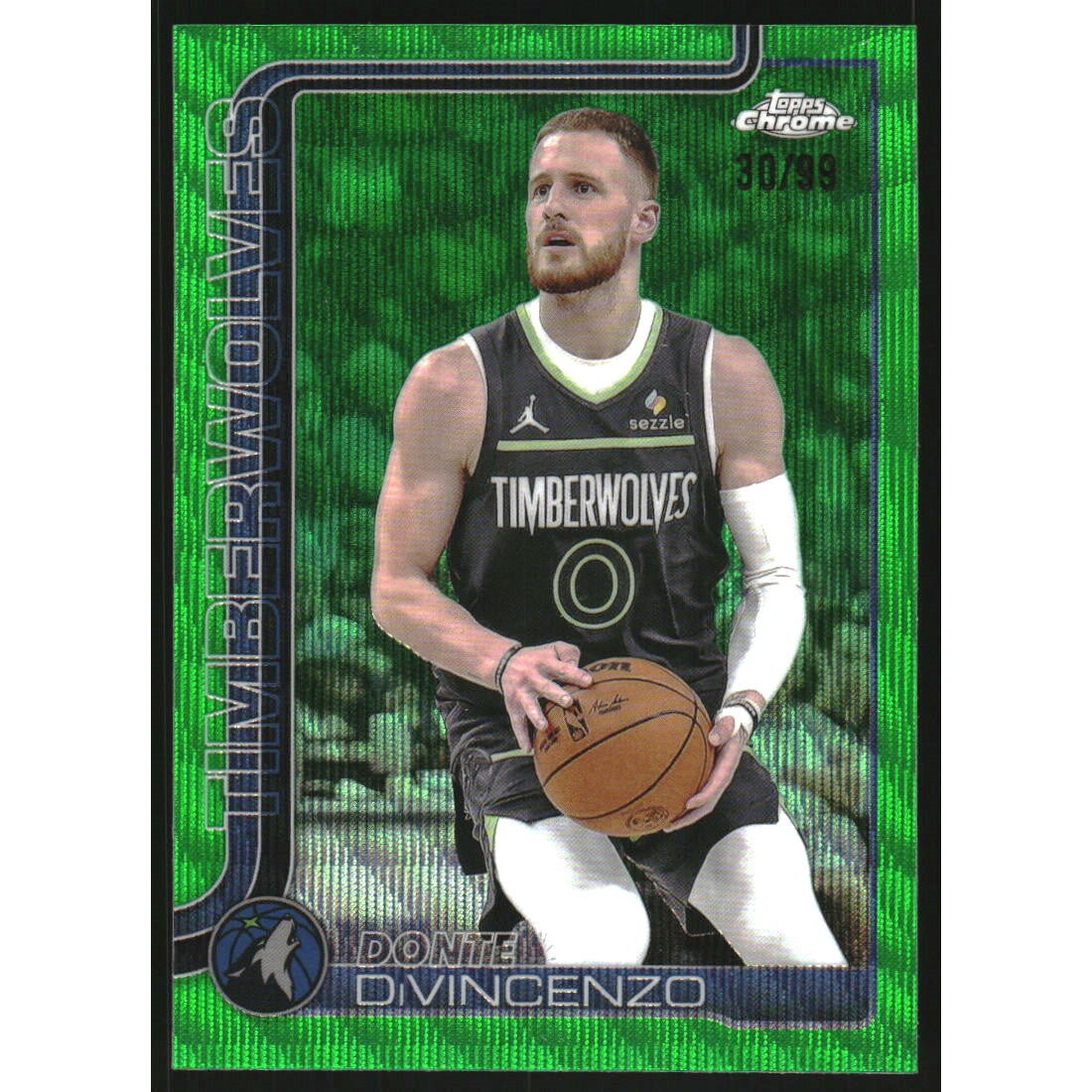 2025-26 Topps Chrome Green Wave Refractors #145 Donte DiVincenzo. rookie card picture