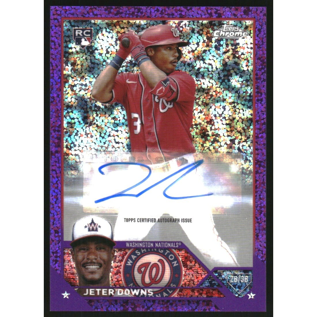 2023 Topps Chrome Update Autographs Purple Speckle Refractors #ACJDO Jeter Downs. rookie card picture