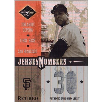 2003 Leaf Limited Jersey Numbers Retired #53 Orlando Cepeda/30