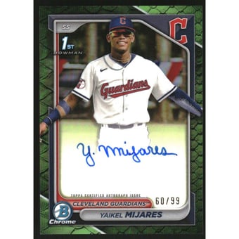2024 Bowman Chrome Prospect Autographs Green Reptilian Refractors #CPAYMI Yaikel Mijares