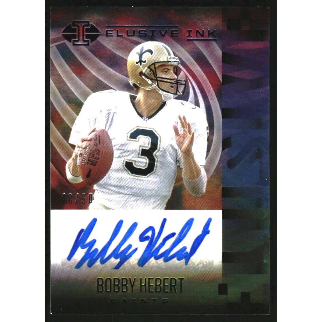 2021 Panini Illusions Elusive Ink Black #2 Bobby Hebert/50. rookie card picture