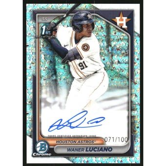 2024 Bowman Chrome Prospect Autographs Mini-Diamond Refractors #CPAWL Waner Luciano