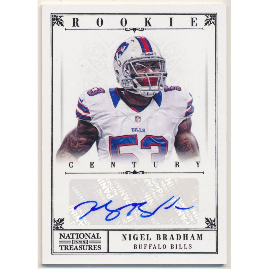 2012 Panini National Treasures Century Black Signature #275 Nigel Bradham/25. rookie card picture