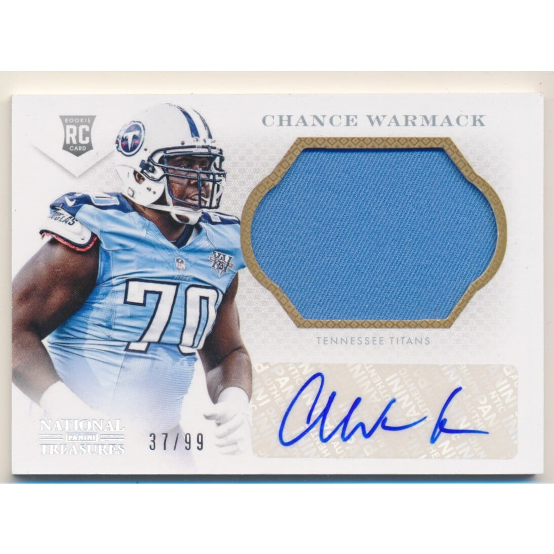 2013 Panini National Treasures Rookie Signature Materials Silver #256 Chance Warmack/99. rookie card picture