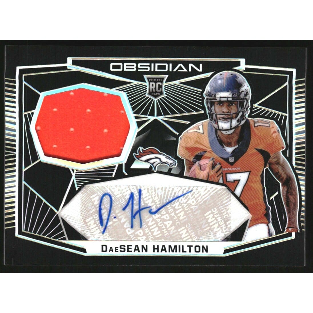 2018 Panini Obsidian Rookie Jersey Autographs Electric Etch Orange #34 DaeSean Hamilton. rookie card picture