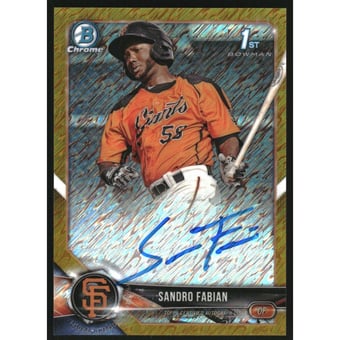 2018 Bowman Chrome Prospect Autographs Gold Shimmer Refractors #CPASF Sandro Fabian