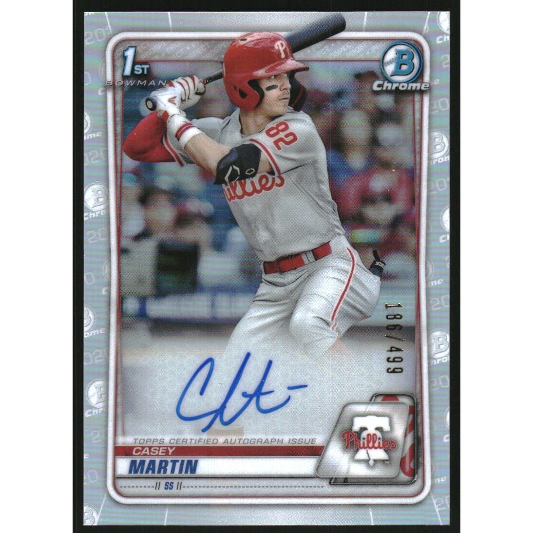 2020 Bowman Chrome Draft Autographs Refractors #CDACM Casey Martin. rookie card picture