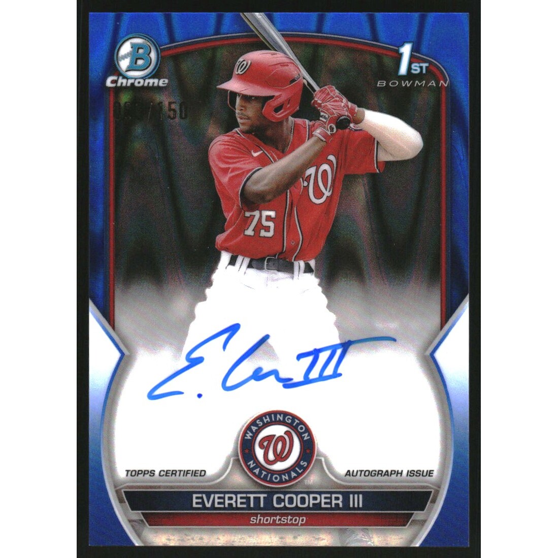 2023 Bowman Chrome Prospect Autographs Blue RayWave Refractors #CPAEC Everett Cooper III 2023 Bowman Chrome Prospect Autographs Blue RayWave Refractors #CPAEC Everett Cooper III