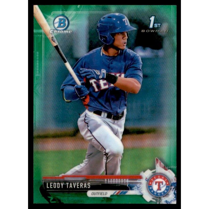 2017 Bowman Chrome Mini Prospects Green Refractors #BCP158 Leody Taveras. rookie card picture