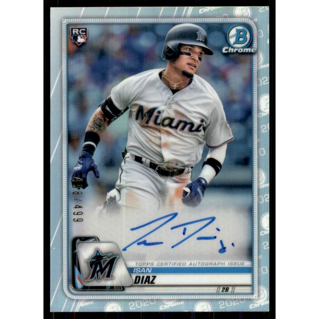 2020 Bowman Chrome Rookie Autographs #CRAID Isan Diaz. rookie card picture