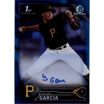 2016 Bowman Chrome Prospect Autographs Blue Refractors #BCAPYG Yeudy Garcia