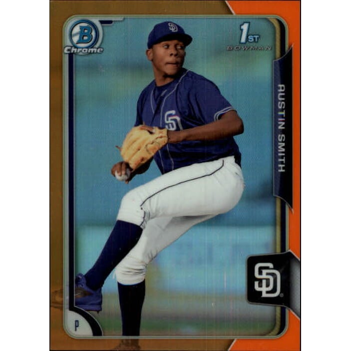 2015 Bowman Chrome Draft Orange Refractors #180 Austin Smith. rookie card picture