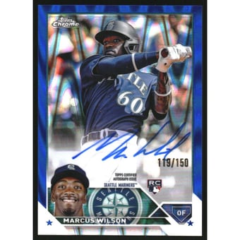 2023 Topps Chrome Rookie Autographs Blue RayWave Refractors #RAMWI Marcus Wilson