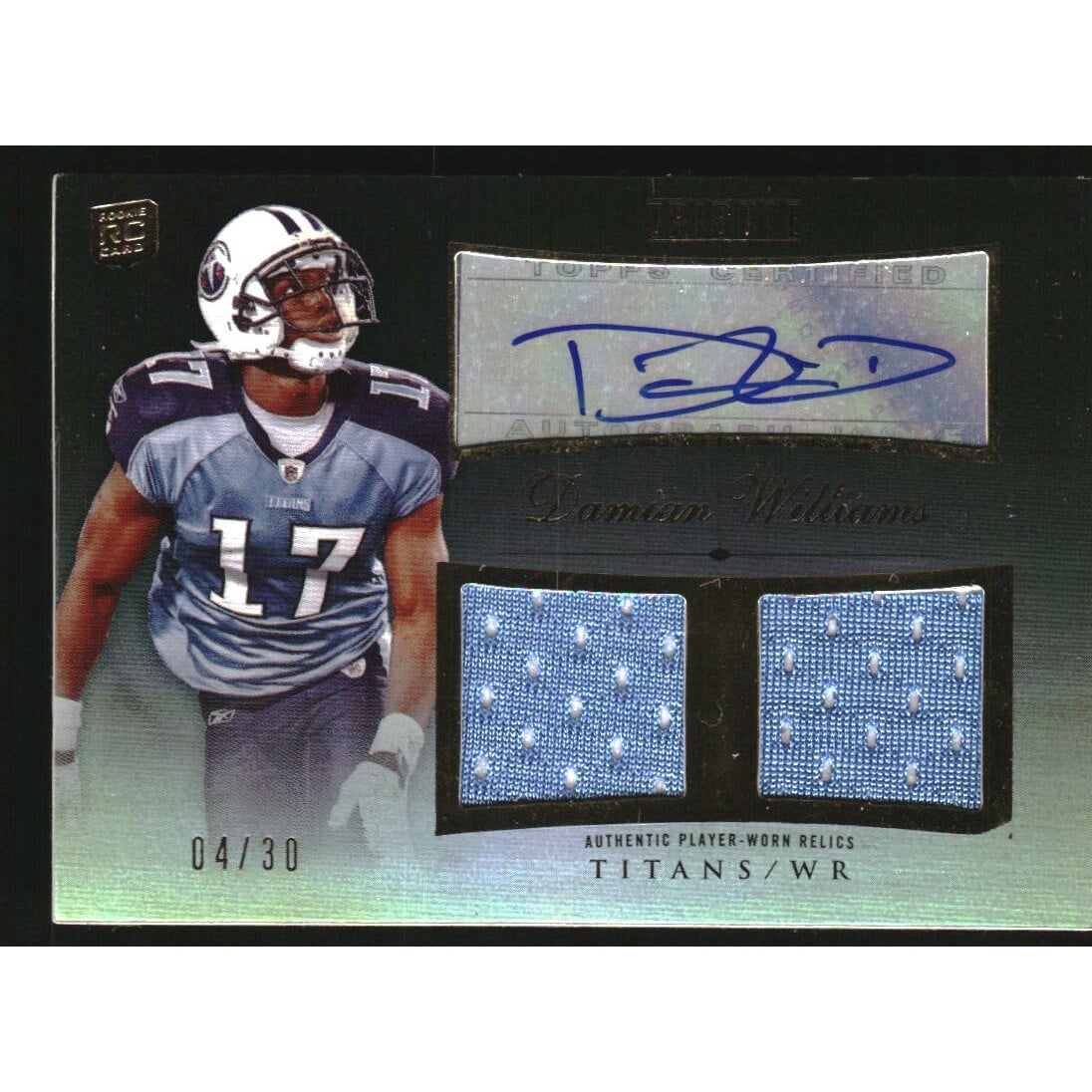 2010 Topps Tribute Autographed Dual Relics Black #ADRDW Damian Williams. rookie card picture