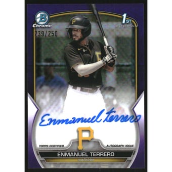2023 Bowman Chrome Prospect Autographs Purple Refractors #CPAETO Enmanuel Terrero