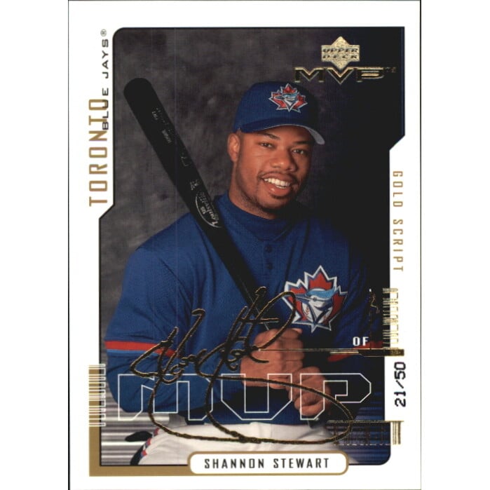 2000 Upper Deck MVP Gold Script #42 Shannon Stewart. rookie card picture
