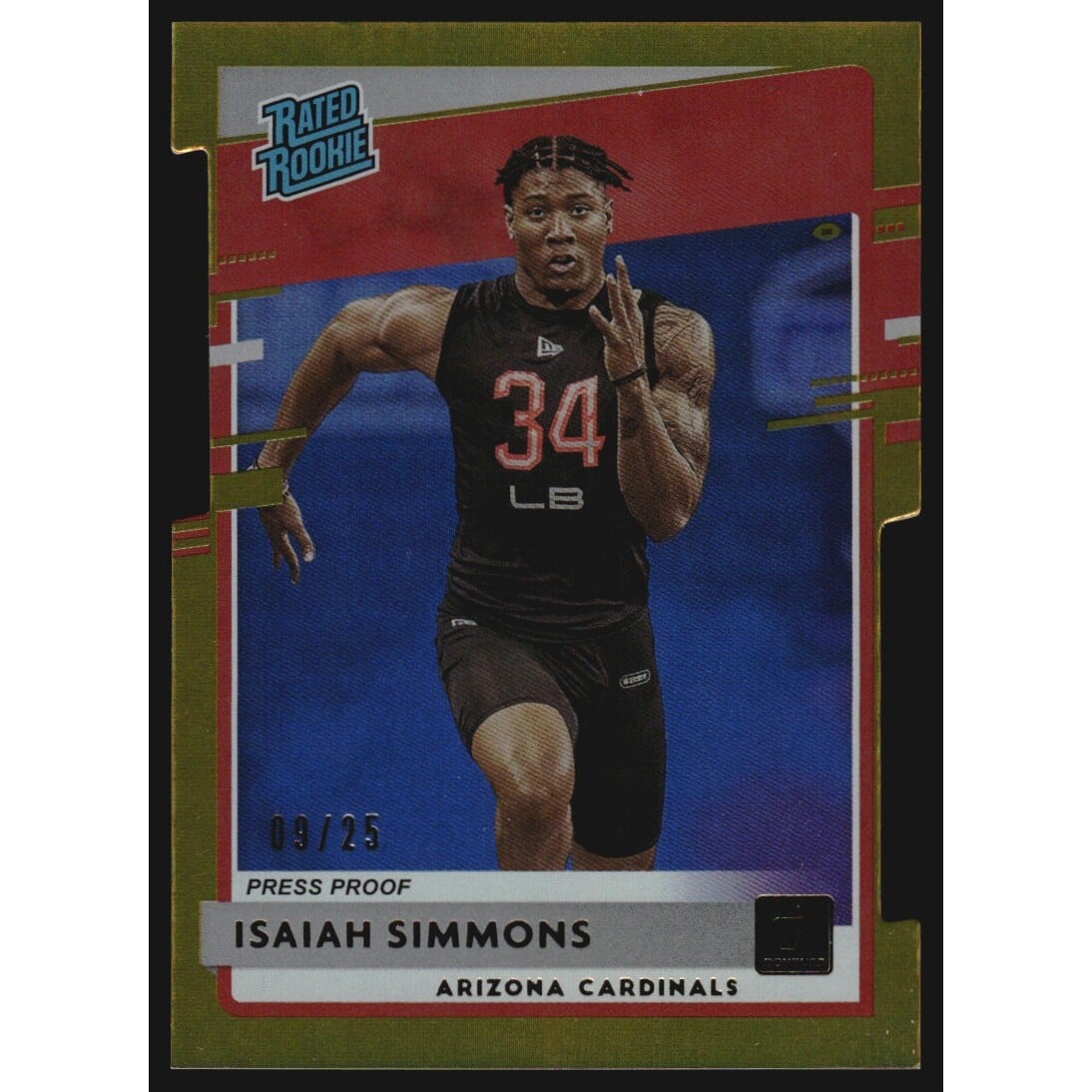 2020 Donruss Press Proof Gold Die-Cut #349 Isaiah Simmons RR. rookie card picture